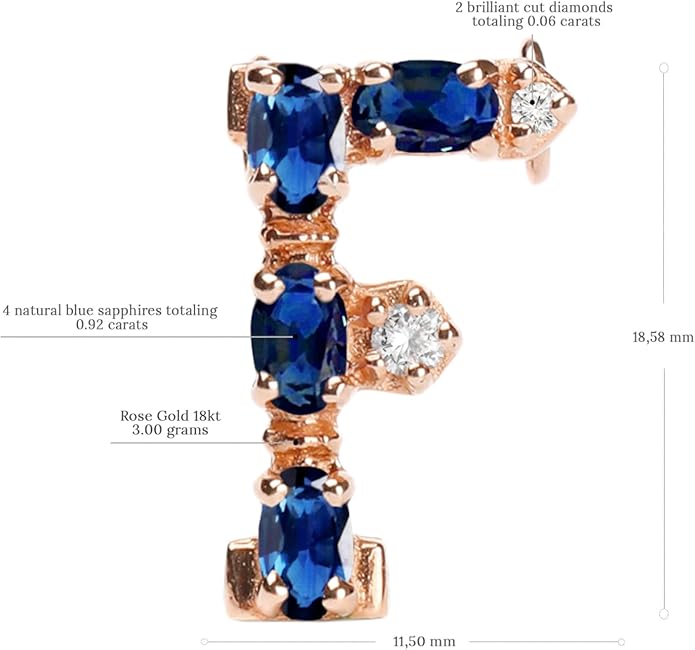 Albert Hern Blue Sapphire Initial Necklace With Diamonds & 18K Gold Chain | Irresistible Letter Pendants Jewelry | Perfect Valentine’s Day, Anniversary & Birthday Gift