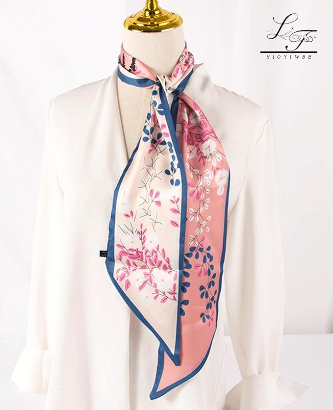Hioyiwse Head Scarf Hair Neck Scarves For Women Purse Bag Scarfs For Handbags Silky Long Thin Satin Headscarf Fashion