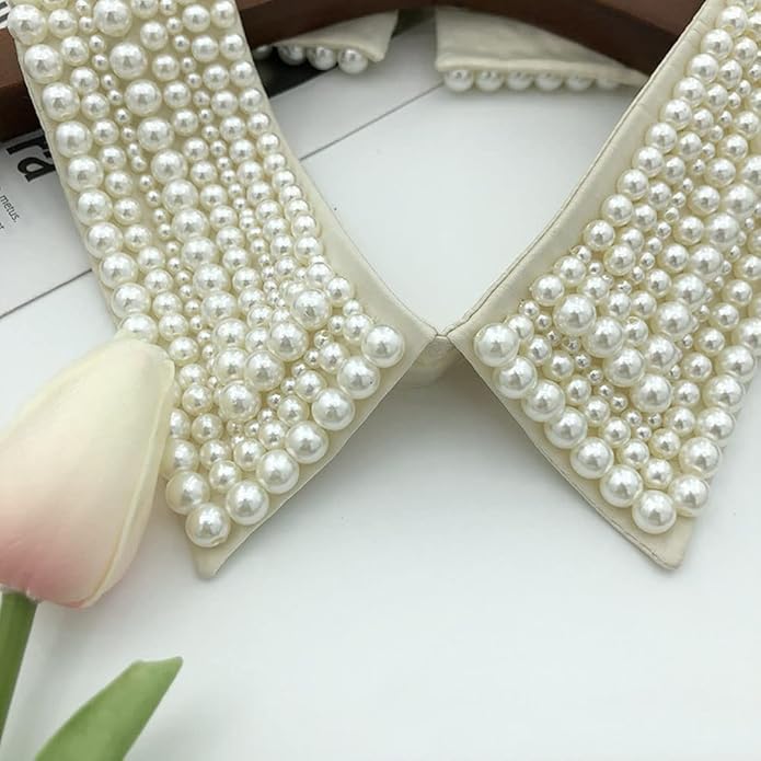 Statement Necklace for Women Girls Simulated Pearl Beaded Bib Detachable False Collar Choker Necklaces Clothing Accessory