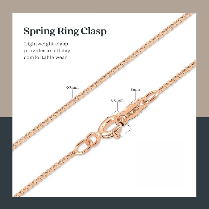 KEZEF 925 Sterling Silver Necklace for Women | Thin 0.7mm 18k Gold plated, Rose Gold chain for women, Silver chain necklace jewelry | cadena de plata 925 para hombre mujer