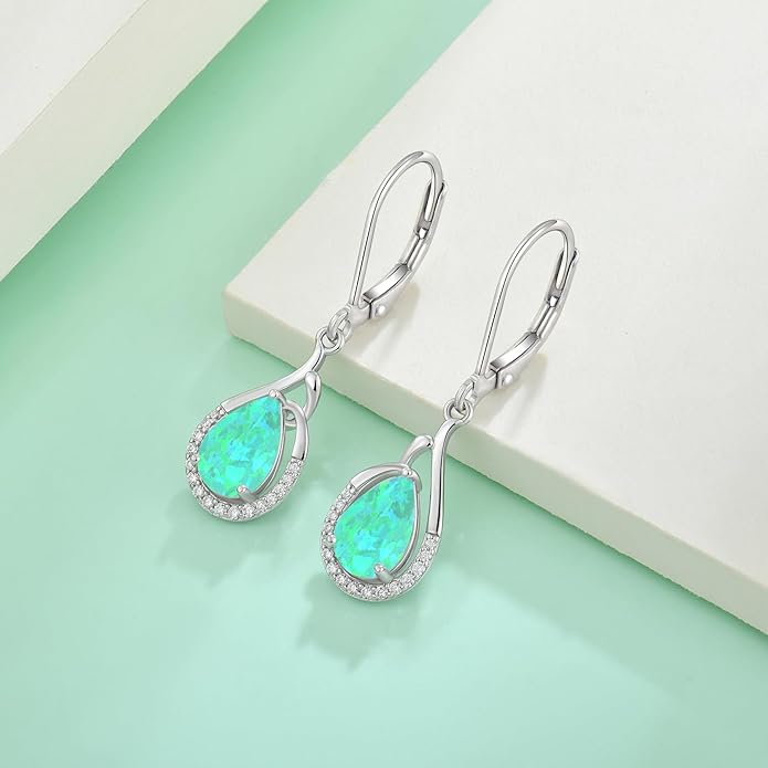 Starchenie Teardrop Dangle Drop Earrings 925 Sterling Silver Pear Birthstones Leverback Earrings Gift for Women
