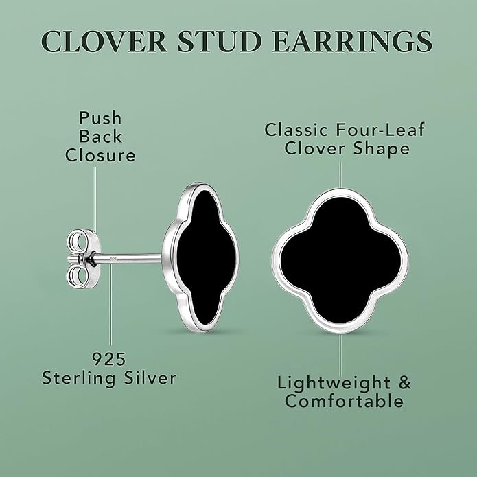 LeCalla 925 Sterling Silver Drop Earrings | Mother of Pearl Clover Earring | Mother of Pearl Stud Earring | Zirconia MOP Drop Dangle Hoop Earrings for Women