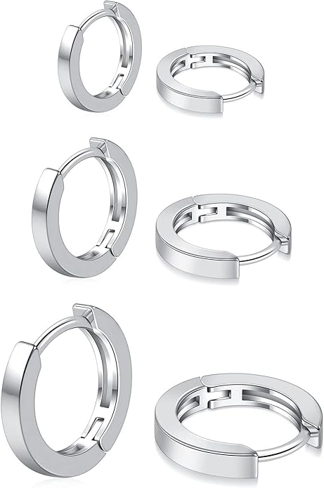 micuco 3 Pairs Small Hoop Earrings Set for Women, 14K Gold Plated Huggie Hoop Earrings for Men, Tiny Cartilage Hypoallergenic Earring Set