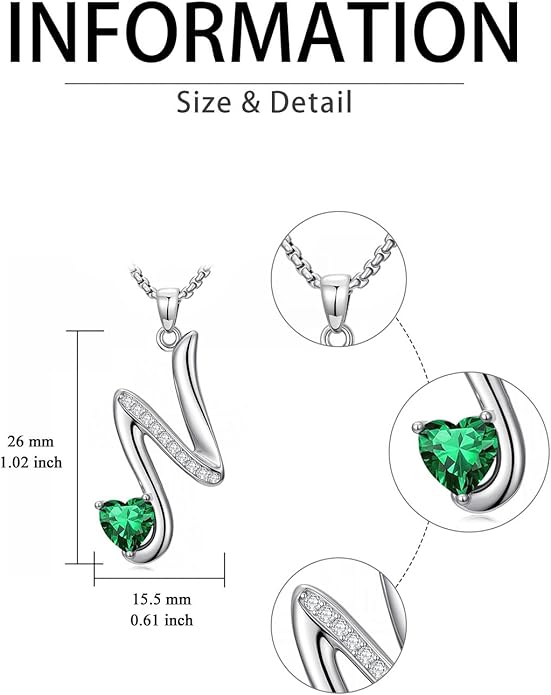 Christmas Gifts for Women Alphabet A to Z Initial Birthstone Pendant Necklaces for Women - 18k White Gold Plated Personalized Name Jewelry Valentine Mothers Day Birthday Gifts for Women Her Girlfriend