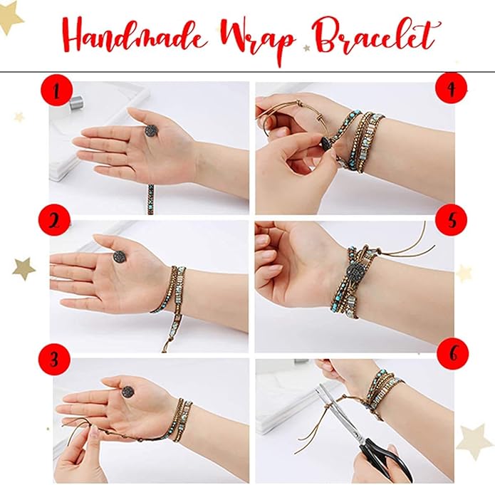 ZOSOJONA Boho Wrap Bead Bracelet for Women - Handmade Adjustable Natural Stone Beaded Bracelets Rope Yoga Healing Bracelet Bangle Hippie Jewelry