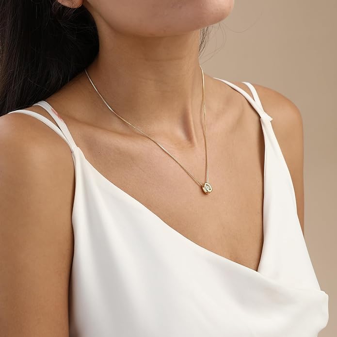 Bubble Gold Letter Necklace for Women, 14k Gold Plated Balloon Initial Necklace, Dainty Gold Necklace for Women, Personalized Bubble Pendant Name Necklace, Fashion Accessories Trendy Jewelry