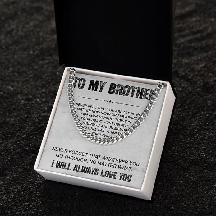 KOLMALK Brother Necklace - Cuban Link Chain Necklace for Men, To My Brother Gift from Sister for Birthday, Anniversary or Christmas