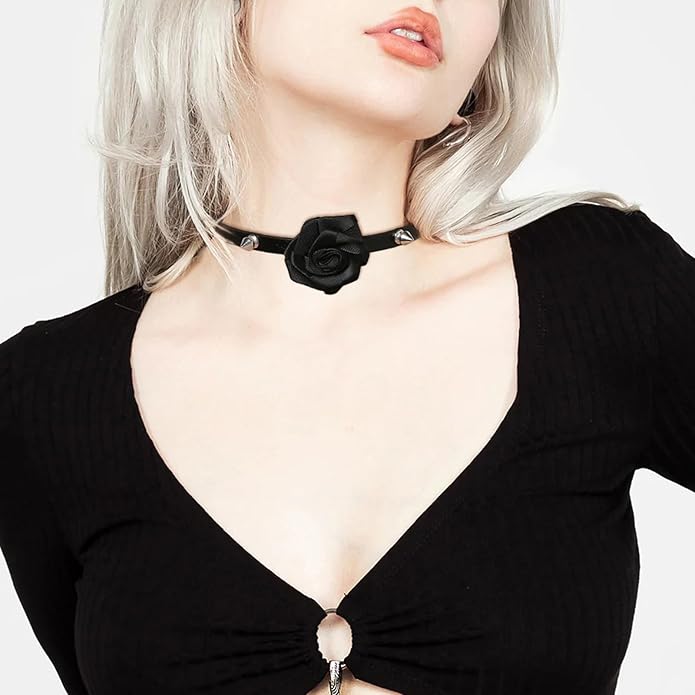 HZMAN Adjustable Goth Black Choker Necklace for Women 90s Collar, Emo Accessories