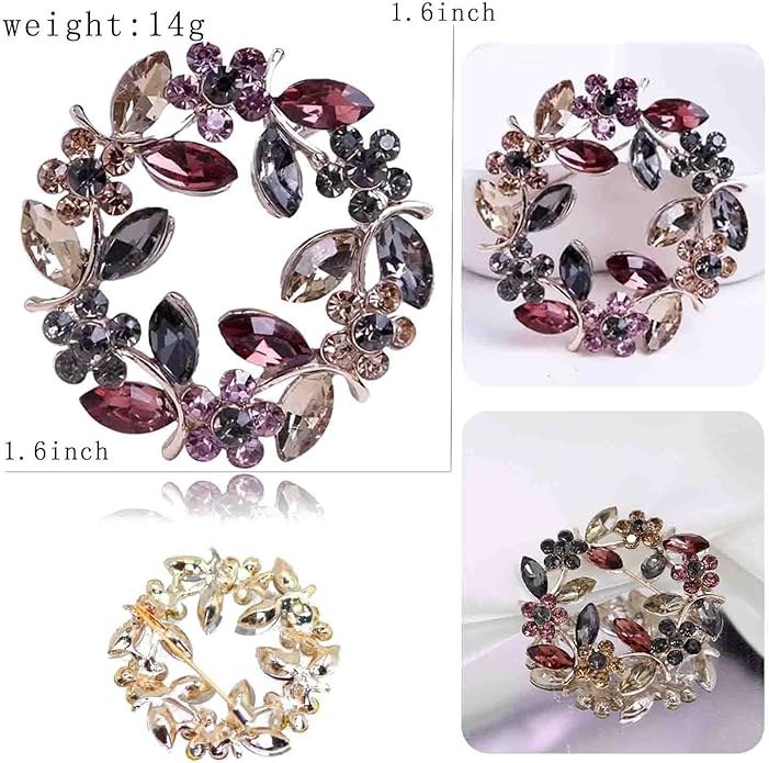 Crystal Pearl Flower Brooches Pins Fashion Beautiful Created Rhinestone Floral Brooch Good Idea for Party Dance Wedding Banquet for Elegant Women Girl