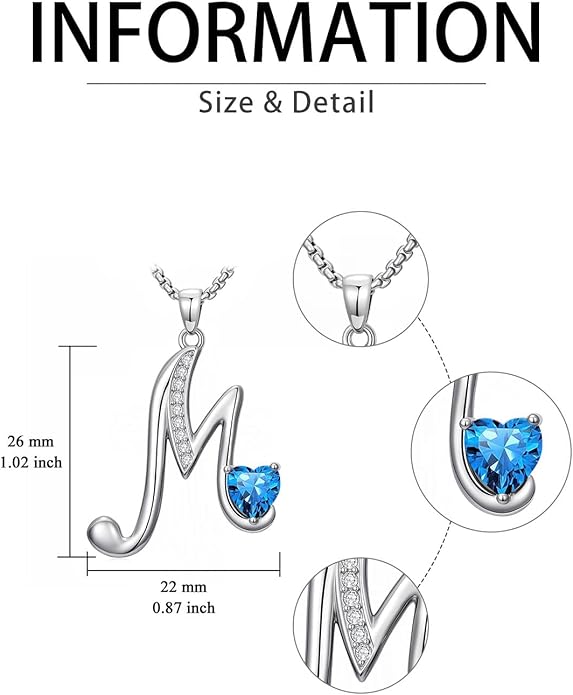 Christmas Gifts for Women Alphabet A to Z Initial Birthstone Pendant Necklaces for Women - 18k White Gold Plated Personalized Name Jewelry Valentine Mothers Day Birthday Gifts for Women Her Girlfriend