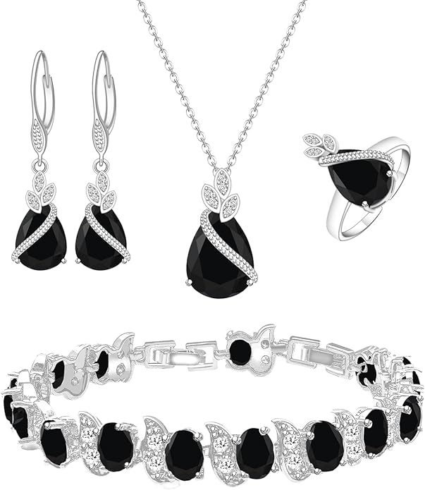 ZCGJWE Wedding Jewelry Set for Women Gem Necklace Earrings Bracelet Luxury Jewelry Set Birthday Valentine's Day Mother's Day Christmas Prom Jewelry Gift