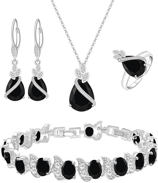 ZCGJWE Wedding Jewelry Set for Women Gem Necklace Earrings Bracelet Luxury Jewelry Set Birthday Valentine's Day Mother's Day Christmas Prom Jewelry Gift