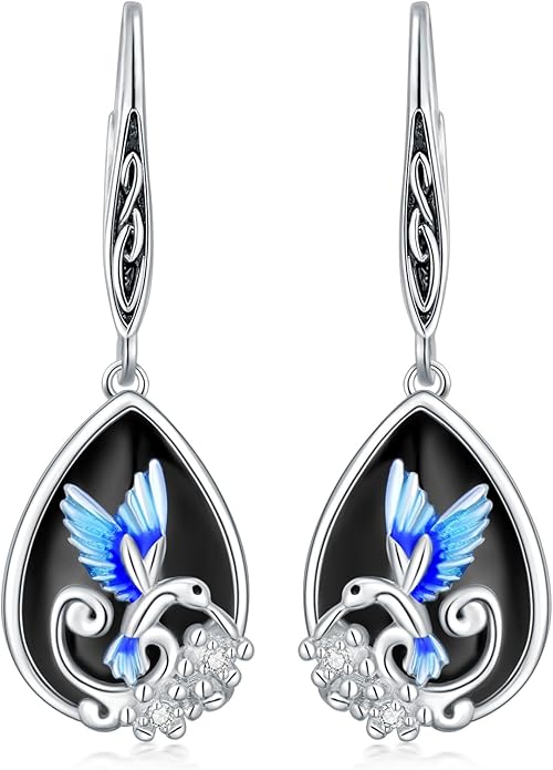 MONGAS Dragonfly/Sunflower/Hummingbird/Sand Dollar/Crab/Champagne/Arrow/Cherry/Ankh/Sloth Earrings for Women Sterling Silver Dragonfly/Sunflower/Hummingbird/Sand Dollar Jewelry for Women