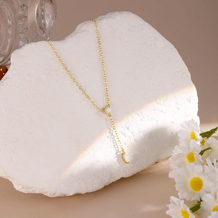 Cubic Zirconia Necklace, Dainty 14k Gold Plated Diamond Necklaces For Women Choker Necklace Simple Gold Plated CZ Jewelry Necklaces for Women Trendy Gifts