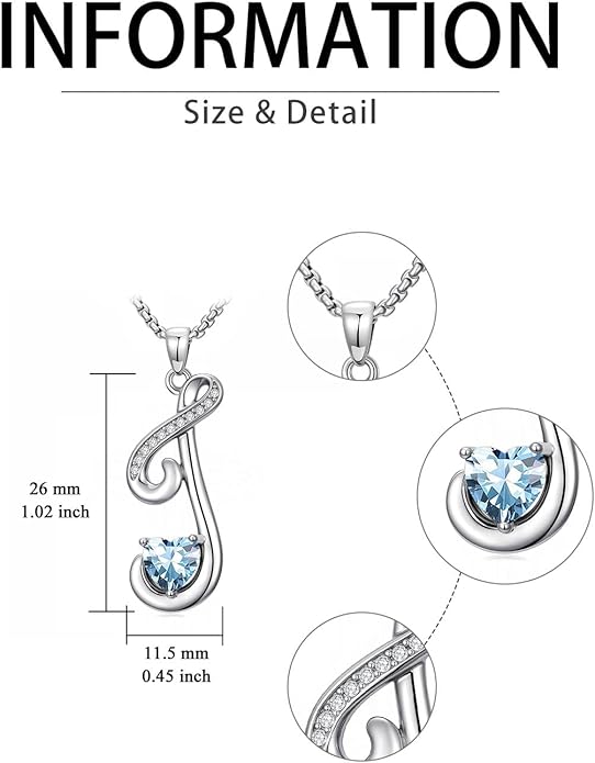 Christmas Gifts for Women Alphabet A to Z Initial Birthstone Pendant Necklaces for Women - 18k White Gold Plated Personalized Name Jewelry Valentine Mothers Day Birthday Gifts for Women Her Girlfriend
