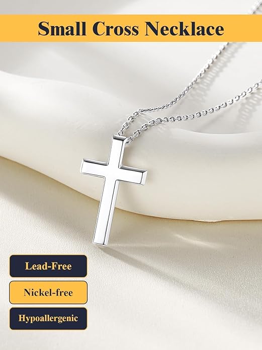 U7 Cross Necklace for Women,Silver/14K Gold Large or Small Cross Necklaces with CZ Diamond,Faith Birthday/Christmas Gift for Her Women Mother Daughter Grandmother