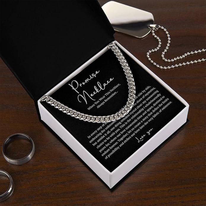 VIRAGIL To My Man Necklace Chain for Men, Silver Stainless Steel Chain Jewelry, Romantic Gift from Partner for Birthday Valentine or Everyday Wear with Meaning
