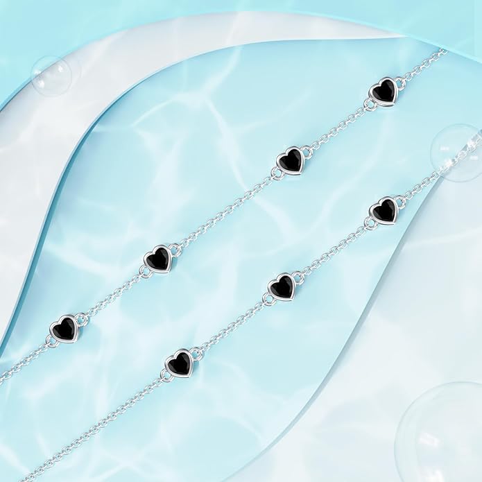 Dorunmo Heart Birthstone Anklet Bracelets for Women 925 Sterling Silver Birthday Jewelry Best Mother's Day for Women Wife