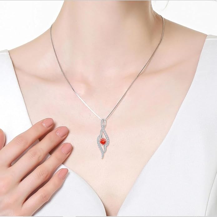 Women Infinity Necklace 925 Sterling Silver Twist Birthstone Pendant with Chain 5A Cubic Zirconia Jewelry