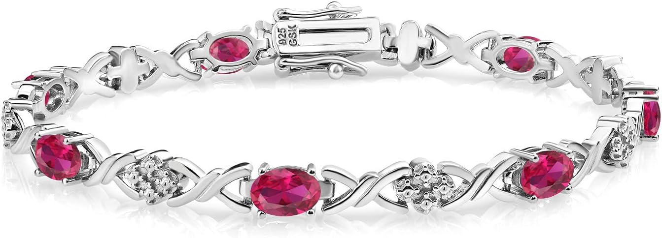 Gem Stone King 2-4 Cttw Infinity Link Gemstone Birthstone Tennis Bracelet for Women | 925 Sterling Silver | Oval 6X4MM | 7 Inch with Secure Clasp | Fine Jewelry for Her Mom Wife Anniversary