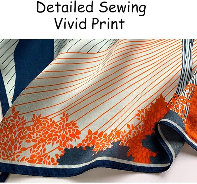 ANDANTINO 100% Mulberry Silk Square Scarf for Hair-25.6" X25.6'' Women Men Natural Silk Neckerchief Digital Printed Headscarf