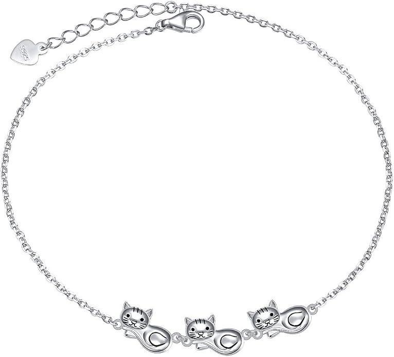 Anklet for Women S925 Sterling Silver Adjustable Foot Evil Eye Starfish Heart Bead Butterfly Celtic Knot Cross Multilayer Layered Ankle Bracelet Jewelry