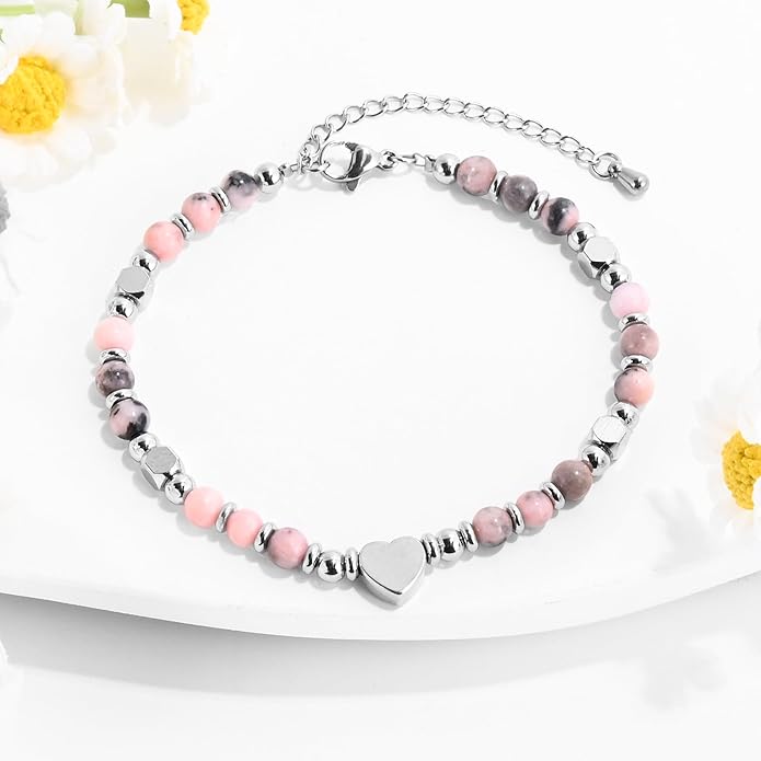 VIBILIA Cross Beaded Bracelets for Women, Inspirational Natural Heart Religious Bracelets for Women, Birthday Christian Gifts for Women on Thanksgiving Christmas Gifts