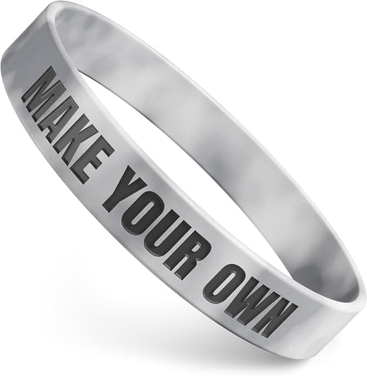 Custom Wristbands For Events, Fundraisers & Promotions | Add Text, Icons, & Logos | Bulk Rubber Bracelets | Classic 1/2” | 100% Silicone