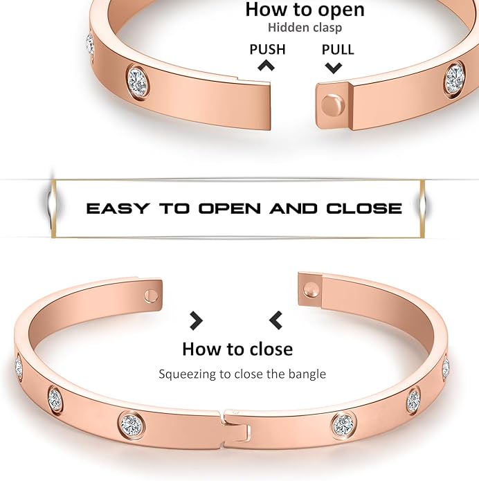 18K Gold-plated Bracelets for Women Friendship Love Bangle Bracelets Stainless Steel Bracelet Jewelry Birthday Gifts for Women Stocking Stuffers