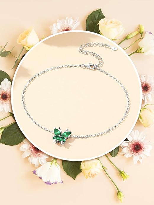 Custom4U Personalized Infinity Ankle Bracelets for Women 925 Sterling Silver Anklet Bracelet Endless Love Symbol Birthstone Charm Adjustable Foot Chain Jewelry Mothers Day Gifts for Mom Wife Women Her