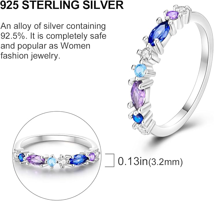 NARMO 925 Sterling Silver Rings for Women Evil Eyes Rings Entwined Line Cubic Zirconia Rings Simple Stackable Finger Rings Engagement Ring Personality Rings Size 6-9