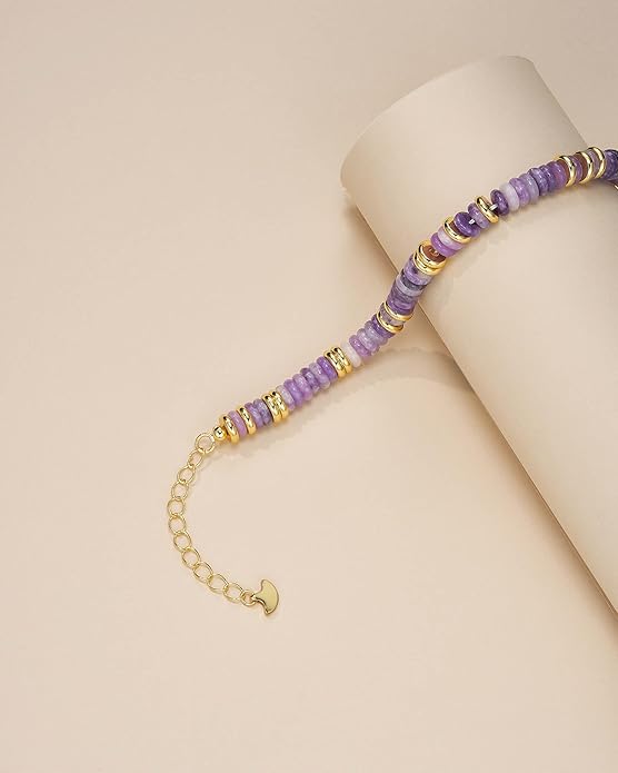 Colorful 18K Gold Plated Bracelets for Women, Stack Bangle Beaded Stone Jewelry Accessories Set for Woman, Trendy Fashion Jewelry Gifts