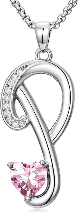Christmas Gifts for Women Alphabet A to Z Initial Birthstone Pendant Necklaces for Women - 18k White Gold Plated Personalized Name Jewelry Valentine Mothers Day Birthday Gifts for Women Her Girlfriend