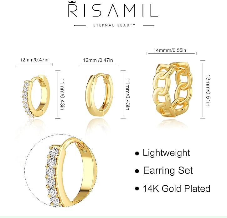 Hoop Earrings for Women 14K Gold Plated/Silver Hoops Simple Knot Huggie Small Hoop Earrings Set Trendy Hoops Everyday Wear Earrings for Women Jewelry