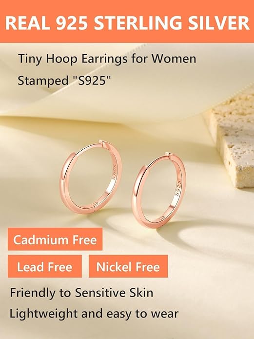 Silvora 925 Sterling Silver Small Hoop Earrings for Women Huggie Earrings Hypoallergenic Cartilage Earrings Tiny Hoops 6mm/8mm/10mm/12mm/14mm/16mm/18mm/20mm