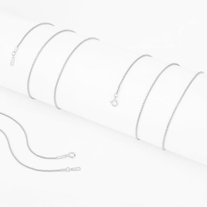 Gacimy 925 Sterling Silver Box Chain Necklace for Women, 0.8MM 1.0MM 1.2MM 1.5MM 1.7MM 2.0MM Width