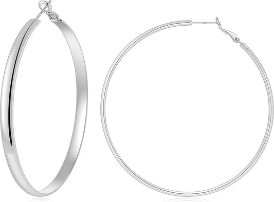Gacimy 14K Gold Plated Hoop Earrings for Women, 14k Real Gold Plated with 925 Sterling Silver Post, Hypoallergenic Lightweight Thick Hoops Earrings for Women Trendy