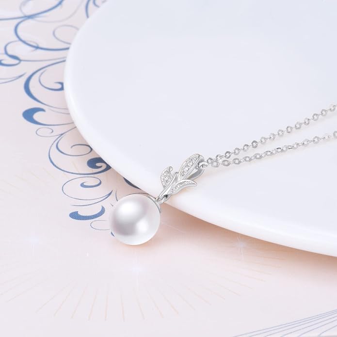 14k Gold Diamond Pineapple Pearl Necklace for Women, 14 Carat Gold Jewelry Gifts, Christmas Present for Her, 16-18 Inch