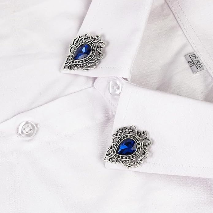 Vintage Silver Color Men's Brooches for Women Lovely Water Drop Badge Flame Crystal Brooch Lapel Pins Fashion Jewelry