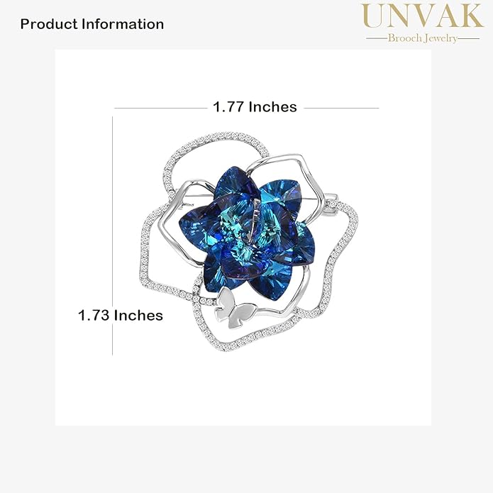 UNVAK Rhinestone Flower Brooch - Crystal Flower Pin for Women - Valentine's Day & Mother's Day Gift
