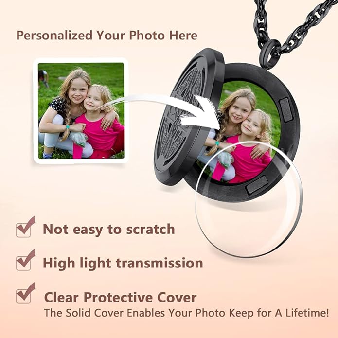 Supcare Locket Necklace That Holds Pictures-Engraved Photo Pendant Custom Jewellery Gifts for Men Women (with Jewellery Gift Box)