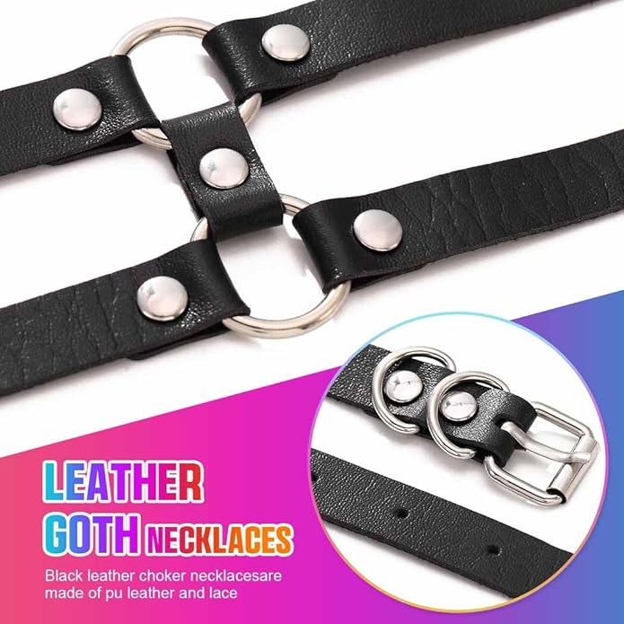 CLOACE Punk Leather Choker Necklace Black Gothic Collar Chokers Necklaces Wide Leathers Costume Jewelry Accessories for Women