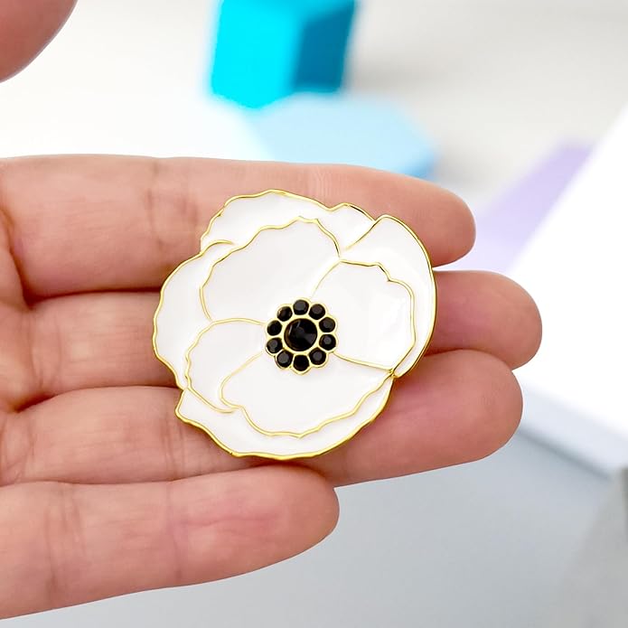 Poppy Flower Brooch - Memorial Day Veterans Day Armistice Day Pins - Remembrance Jewelry Gift Flower Pin for Women Mom Stepmother Grandma