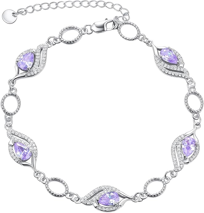 PRAYMOS Birthstone Bracelets for Women Mom Mother's Grandma Sterling Silver Women's Bracelets Birthstone Jewelry Gifts