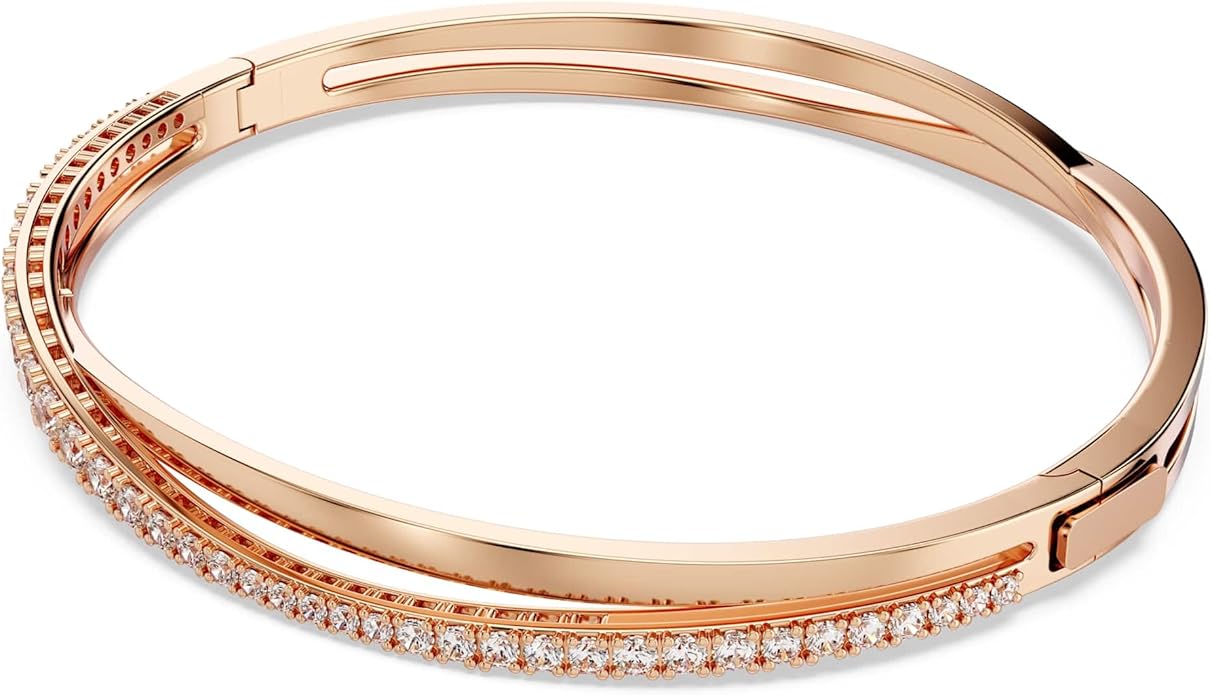 SWAROVSKI Twist Rows Crystal Bracelet Collection, Rhodium & Rose Gold Tone Finish, Clear Crystals