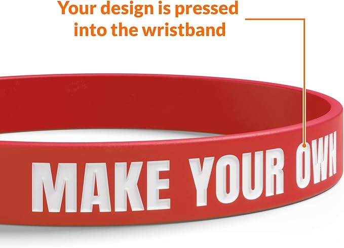 Custom Wristbands For Events, Fundraisers & Promotions | Add Text, Icons, & Logos | Bulk Rubber Bracelets | Classic 1/2” | 100% Silicone