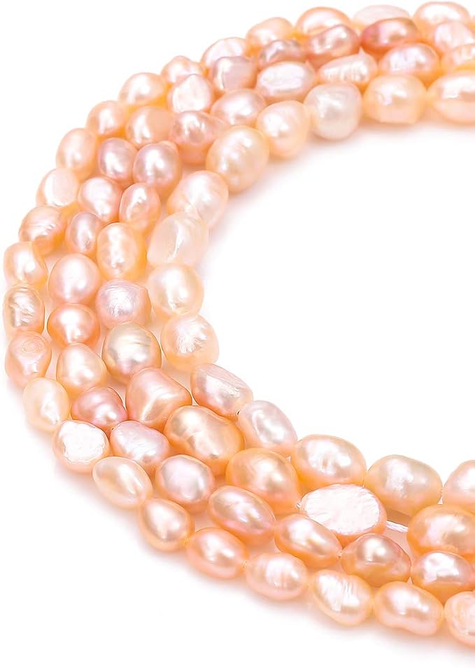 BEADIA Natural Pearl Beads 6-7mm Pink Freshwater Cultured Loose Gemstone Beads for DIY Jewelry Making 13.8''/Strand