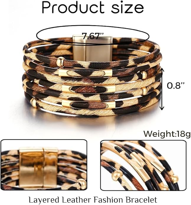 Aluinn Leather Wrap Bracelets For Women Boh Multi-Layer Elegance Bracelet Boho Bangle Western Cuff Bracelet Jewelry for Women