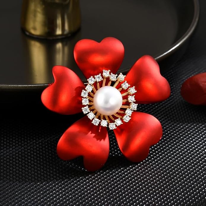 AILONMEI Red Rose Flower Brooches and Pins for Women Costume Jewelry Brooch Pins Broches Jewelry for Women Elegant Lady Pin