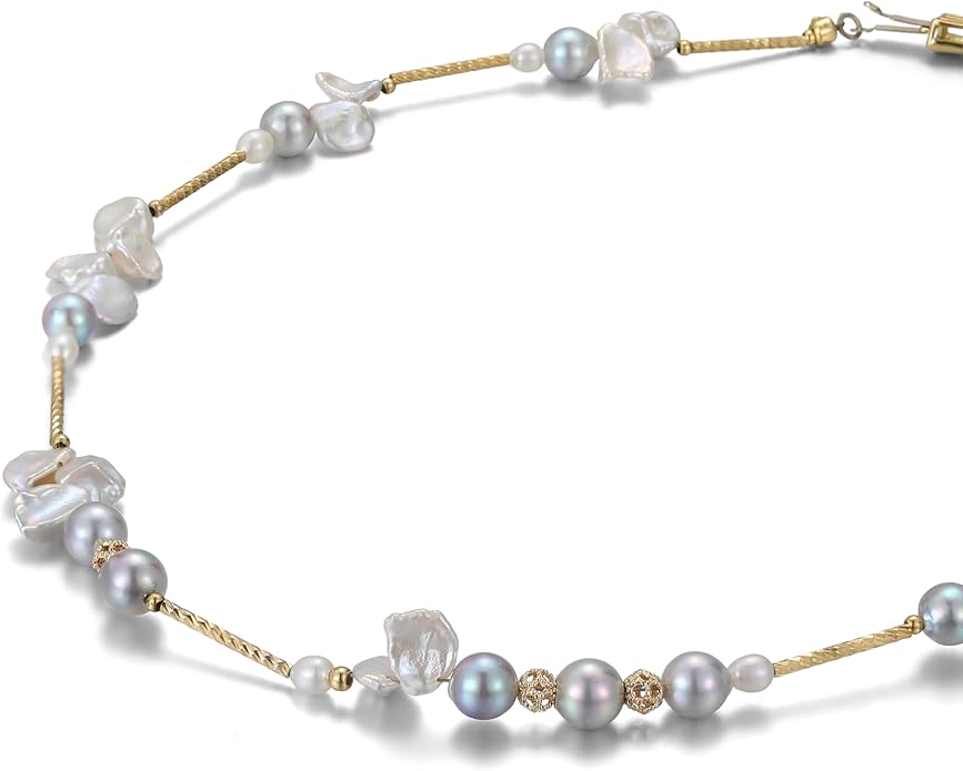 JOLI Real Pearl Necklace for Women with AAA+ Quality Round White Freshwater Genuine Cultured Pearls S925 Sterling Silver Adjustable Design Handmade Pearl Gifts